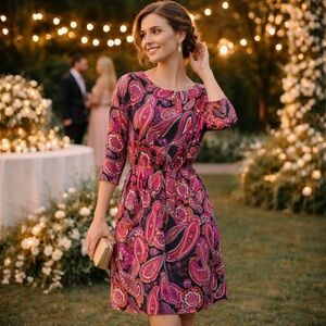 NWT Trina Turk XS “Birch” Paisley Print Mini Dress Bold Multi Color Fabric BOHO